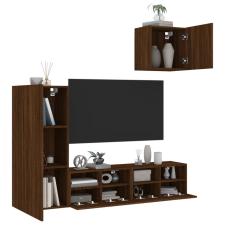 vidaXL 4 darab barna tölgyszínű szerelt fa falra szerelhető TV-bútor bútor