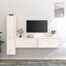 vidaXL 4 darab fehér tömör fenyőfa TV-szekrény bútor