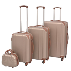vidaXL 4 darabos, pezsgőszínű, kemény fedeles, görgős bőrönd szett