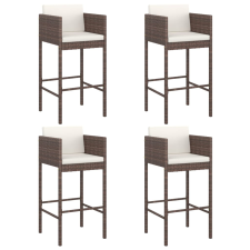 vidaXL 4 db barna polyrattan bárszék párnákkal (316659) kerti bútor