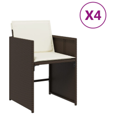 vidaXL 4 db barna polyrattan kerti szék párnával (4007458) kerti bútor