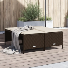 vidaXL 4 db barna polyrattan szék párnákkal kerti bútor