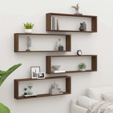vidaXL 4 db barna tölgyszínű szerelt fa fali kockapolc 100x15x30 cm bútor