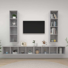 vidaXL 4 db betonszürke forgácslap falra szerelhető TV-szekrény bútor