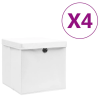vidaXL 4 db fehér fedeles tárolódoboz 28 x 28 x 28 cm
