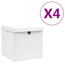vidaXL 4 db fehér fedeles tárolódoboz 28 x 28 x 28 cm bútor