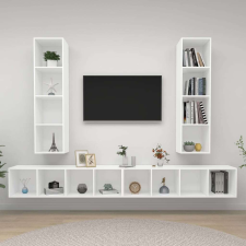 vidaXL 4 db fehér forgácslap falra szerelhető TV-szekrény bútor