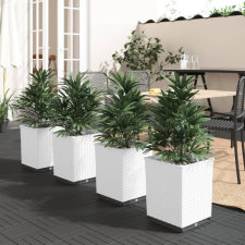 vidaXL 4 db fehér polipropilén növénytartó 30 x 30 x 37 cm kerti dekoráció
