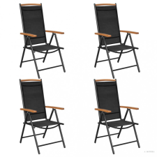 vidaXL 4 db fekete összecsukható alumínium és textilén kerti szék kerti bútor