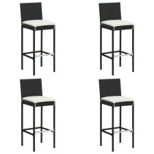 vidaXL 4 db fekete polyrattan kerti bárszék párnával (313437) kerti bútor