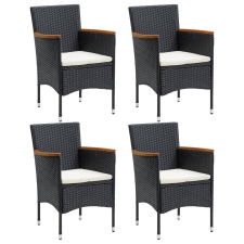 vidaXL 4 db fekete polyrattan kerti étkezőszék kerti bútor