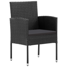 vidaXL 4 db fekete polyrattan kerti szék fekete párnákkal (318729) kerti bútor