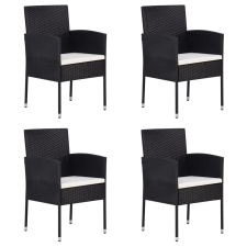 vidaXL 4 db fekete polyrattan kerti szék krémfehér párnákkal kerti bútor