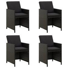 vidaXL 4 db fekete polyrattan kerti szék párnával kerti bútor