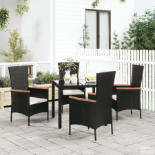 vidaXL 4 db fekete polyrattan kerti szék párnával kerti bútor