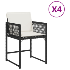 vidaXL 4 db fekete polyrattan kerti szék párnával kerti bútor