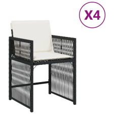 vidaXL 4 db fekete polyrattan kerti szék párnával kerti bútor