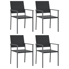 vidaXL 4 db fekete polyrattan kerti szék párnával 54x62,5x89 cm (3187083) kerti bútor