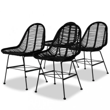 vidaXL 4 db fekete természetes rattan étkezőszék bútor
