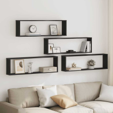 vidaXL 4 db fekete tölgyszínű szerelt fa fali kockapolc 100x15x30 cm bútor