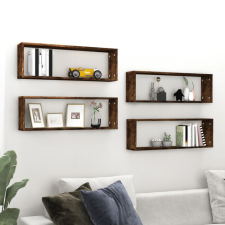 vidaXL 4 db füstös tölgyszínű szerelt fa fali kockapolc 80x15x26,5 cm bútor