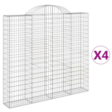 vidaXL 4 db íves horganyzott vas gabion kosár 200x30x180/200 cm kerti tárolás
