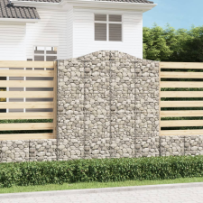 vidaXL 4 db íves horganyzott vas gabion kosár 200x30x220/240 cm kerti dekoráció