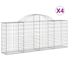 vidaXL 4 db íves horganyzott vas gabion kosár 200x30x80/100 cm (3146091) kerti tárolás