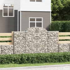 vidaXL 4 db íves horganyzott vas gabion kosár 200x50x120/140 cm kerti tárolás