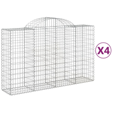vidaXL 4 db íves horganyzott vas gabion kosár 200x50x120/140 cm (3146343) kerti tárolás