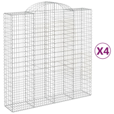 vidaXL 4 db íves horganyzott vas gabion kosár 200x50x200/220 cm (3146427) kerti tárolás