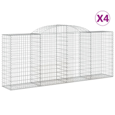 vidaXL 4 db íves horganyzott vas gabion kosár 300x50x120/140 cm (3146721) kerti tárolás