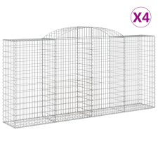 vidaXL 4 db íves horganyzott vas gabion kosár 300x50x140/160 cm (3146739) kerti tárolás