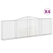 vidaXL 4 db íves horganyzott vas gabion kosár 400x30x120/140 cm (3146881) kerti tárolás