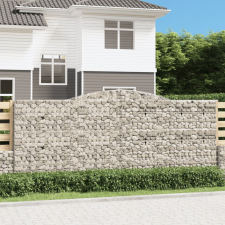 vidaXL 4 db íves horganyzott vas gabion kosár 400x30x160/180 cm kerti tárolás