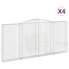 vidaXL 4 db íves horganyzott vas gabion kosár 400x30x180/200 cm (3146920) kerti tárolás