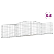 vidaXL 4 db íves horganyzott vas gabion kosár 400x30x80/100 cm (3146855) kerti tárolás