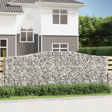 vidaXL 4 db íves horganyzott vas gabion kosár 400x50x140/160 cm kerti dekoráció