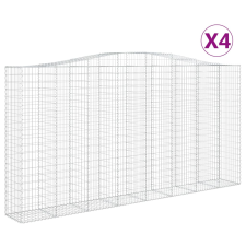 vidaXL 4 db íves horganyzott vas gabion kosár 400x50x200/220 cm (3146023) kerti tárolás
