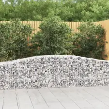 vidaXL 4 db íves horganyzott vas gabion kosár 400x50x60/80 cm kerti tárolás