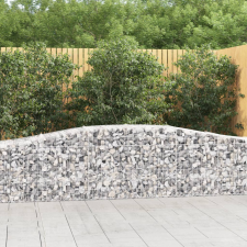 vidaXL 4 db íves horganyzott vas gabion kosár 400x50x80/100 cm kerti dekoráció
