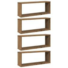 vidaXL 4 db kézműves tölgy színű szerelt fa fali kockapolc 60x15x23 cm (856590) bútor