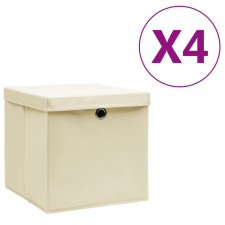 vidaXL 4 db krémszínű fedeles tárolódoboz 28 x 28 x 28 cm bútor