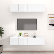 vidaXL 4 db magasfényű fehér szerelt fa fali TV-szekrény 80x30x30 cm bútor