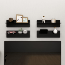 vidaXL 4 db magasfényű fekete forgácslap fali polc 60 x 11,5 x 18 cm bútor
