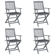 vidaXL 4 db összecsukható tömör akácfa kültéri szék párnával kerti bútor