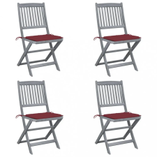 vidaXL 4 db összecsukható tömör akácfa kültéri szék párnával kerti bútor