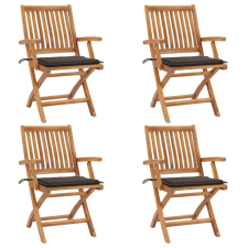 vidaXL 4 db összecsukható tömör tíkfa kerti szék párnákkal kerti bútor