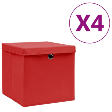 vidaXL 4 db piros fedeles tárolódoboz 28 x 28 x 28 cm bútor