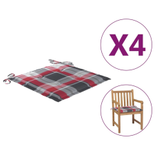 vidaXL 4 db piros kockás kertiszék-párna 50 x 50 x 4 cm kerti bútor